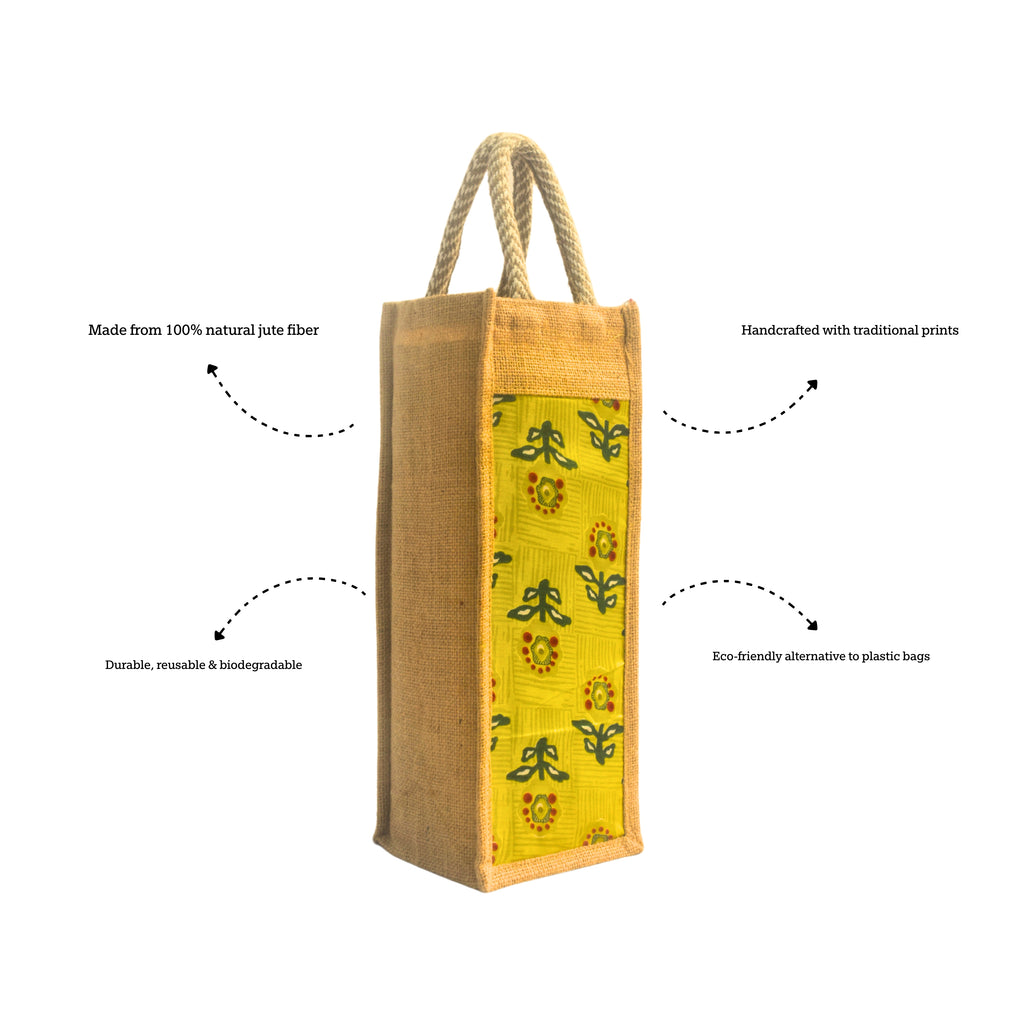 Paat | Printed Bottle Carrier Jute Bag