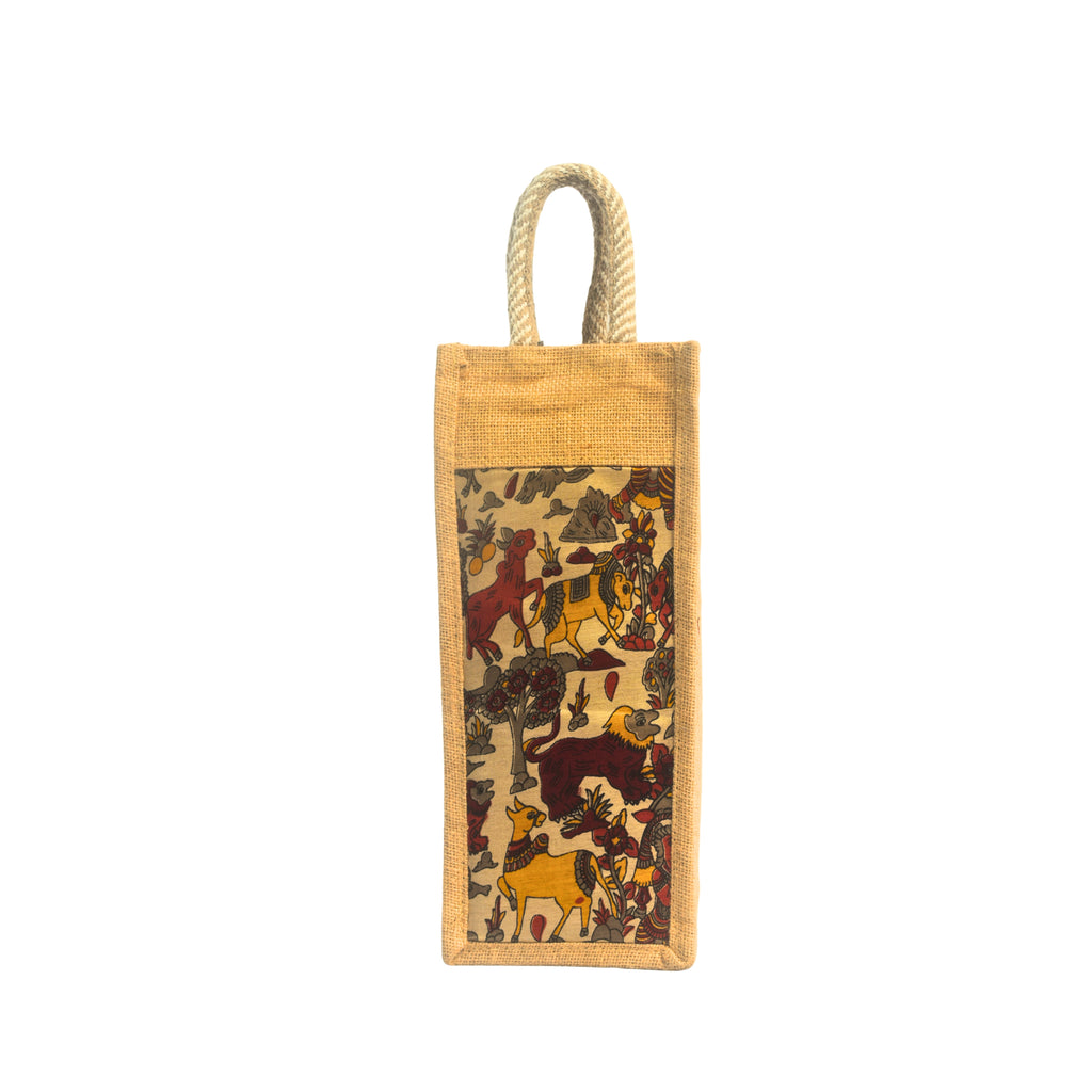 Jungle |  Printed Bottle Carrier Jute Bag
