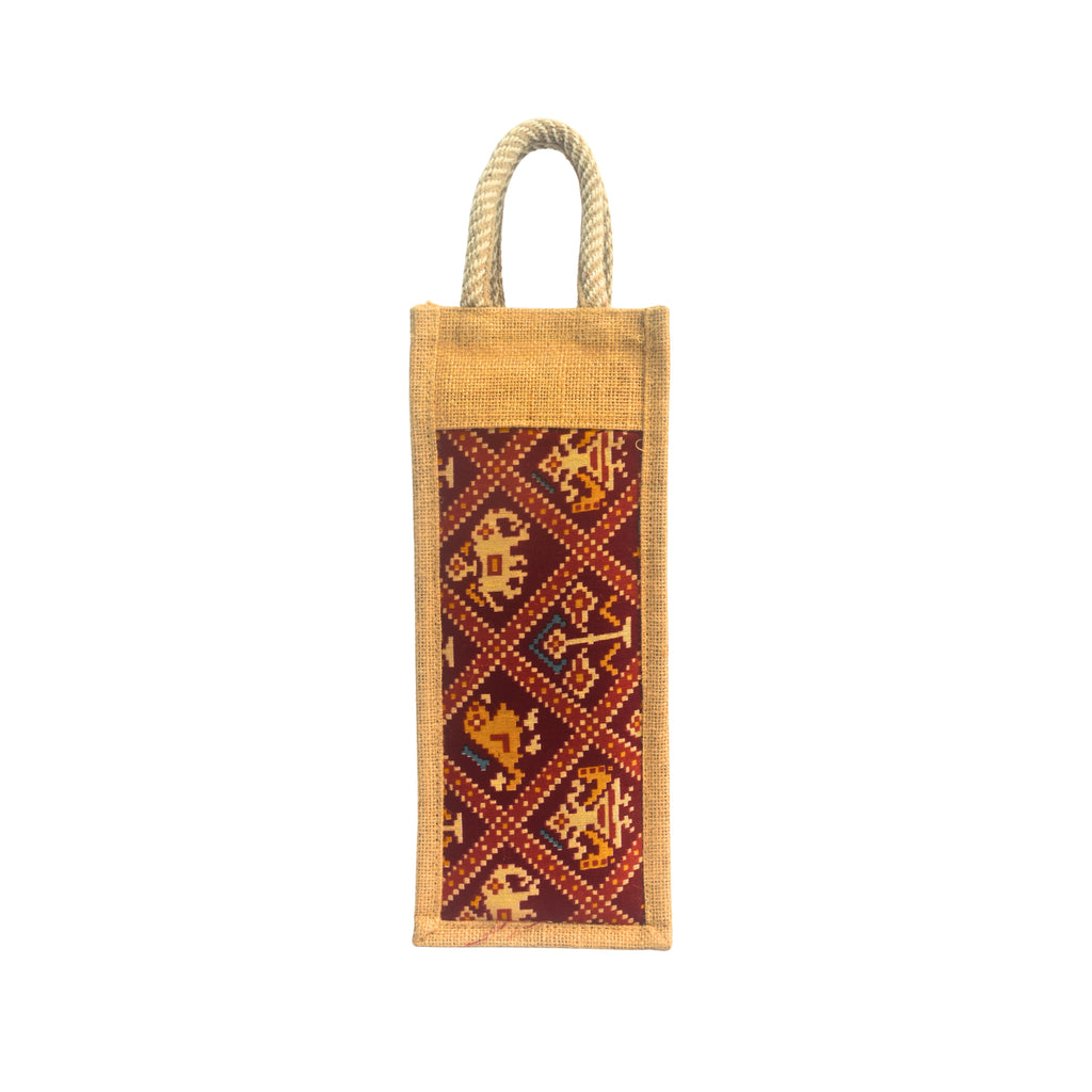Patola | Printed Bottle Carrier Jute Bag