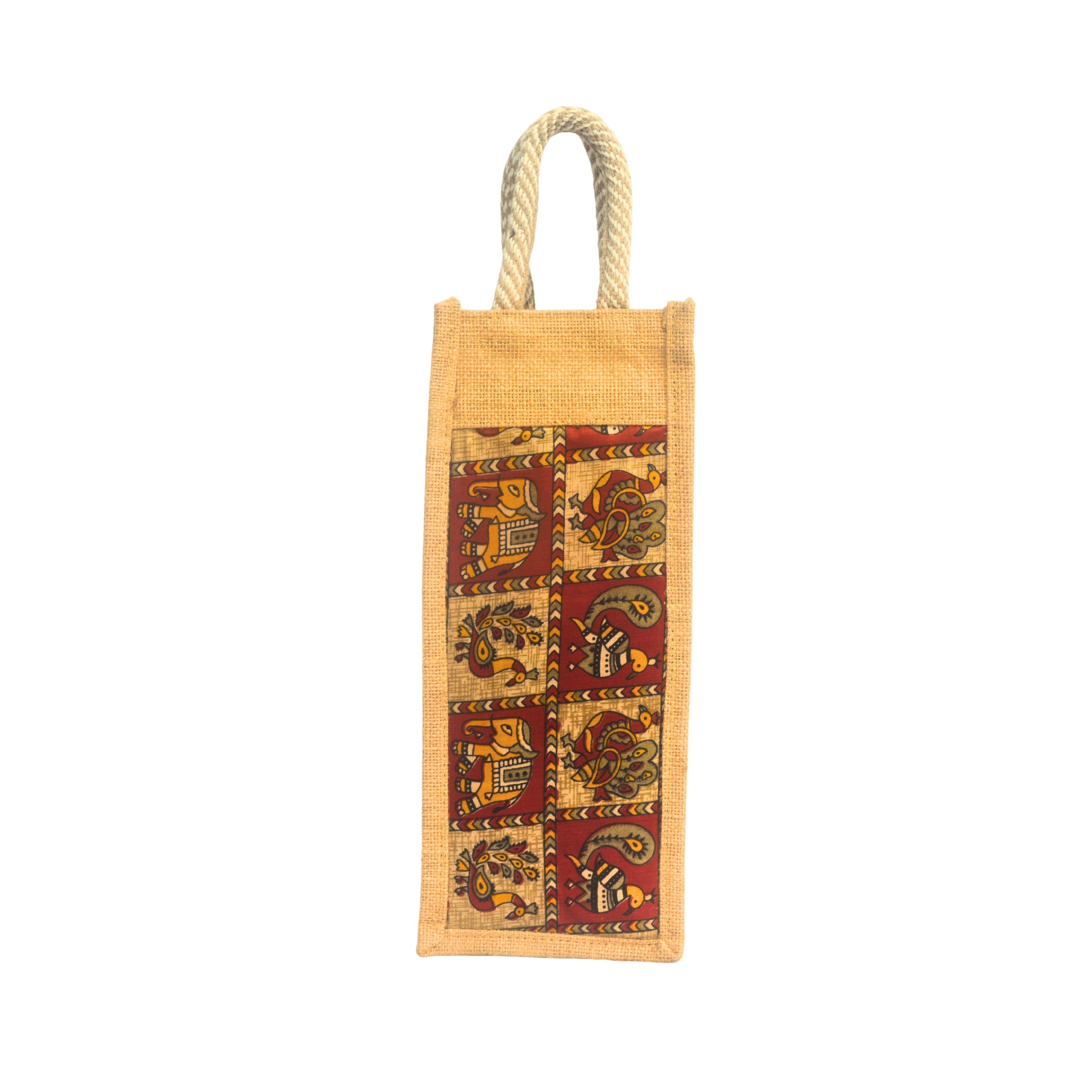 Madhubani | Printed Bottle Carrier Jute Bag