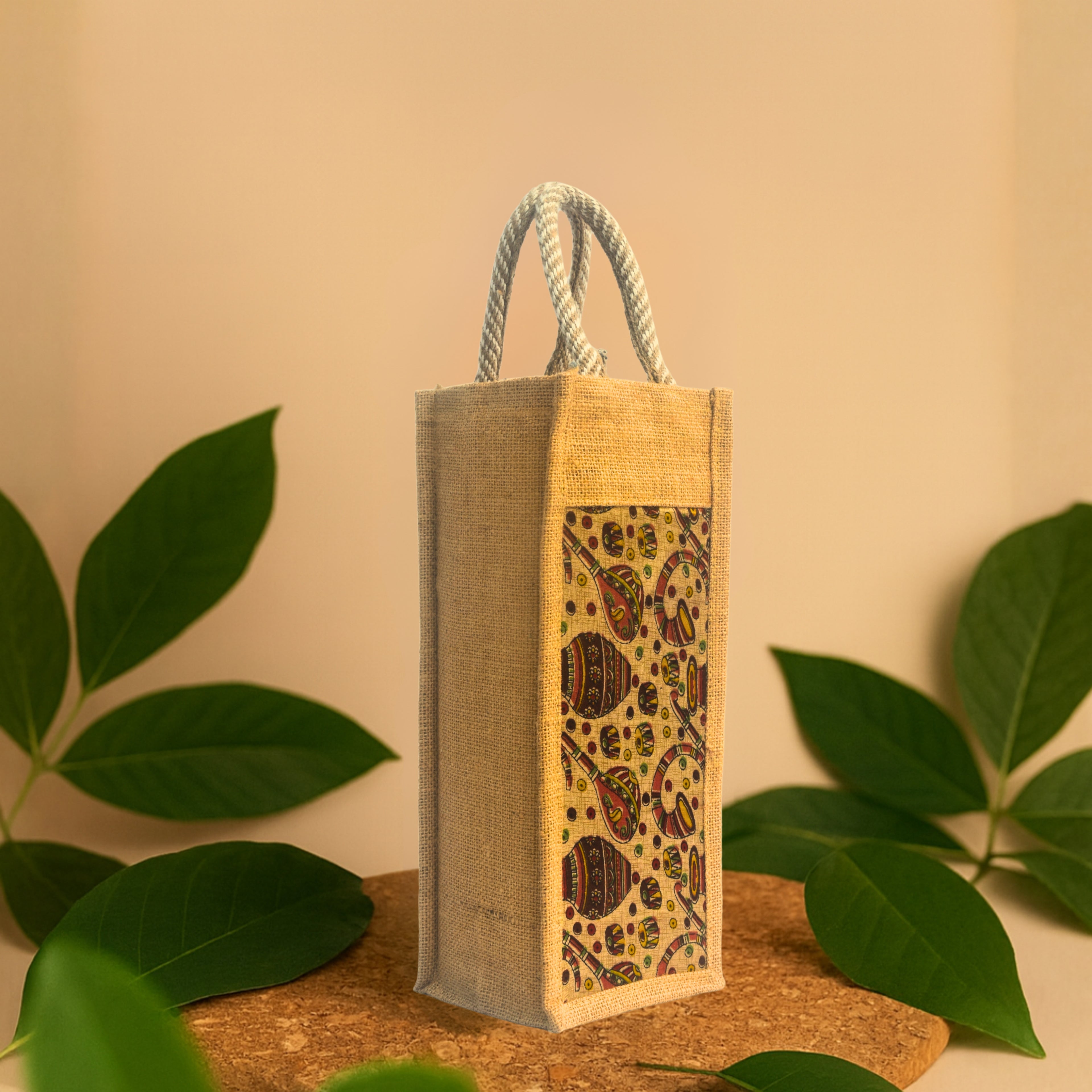Mehfil | Printed Bottle Carrier Jute Bag