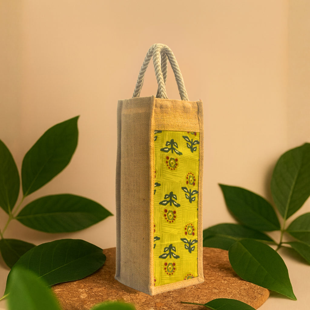 Paat | Printed Bottle Carrier Jute Bag